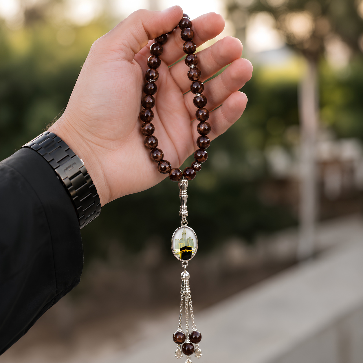 Premium Locket Tasbih – Kaaba & Madina Edition (33 Beads)